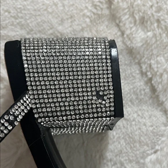 Black Rhinestone Wrap Heels - Picture 6 of 6